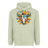 Matcha Western bull skull sunflower Heavyweight Hoodie - MaliasSmallBusiness