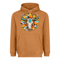 Meerkat Western bull skull sunflower Heavyweight Hoodie - MaliasSmallBusiness
