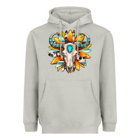 Moon Dust Western bull skull sunflower Heavyweight Hoodie - MaliasSmallBusiness