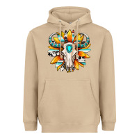 Mushroom Western bull skull sunflower Heavyweight Hoodie - MaliasSmallBusiness