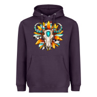 Plum Western bull skull sunflower Heavyweight Hoodie - MaliasSmallBusiness