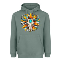 Sage Western bull skull sunflower Heavyweight Hoodie - MaliasSmallBusiness