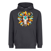 Smoke Western bull skull sunflower Heavyweight Hoodie - MaliasSmallBusiness