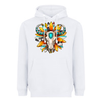 White Western bull skull sunflower Heavyweight Hoodie - MaliasSmallBusiness