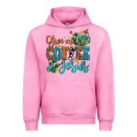 Fuchsia Pink gıve me coffee and jesus Urban Hoodie - AdoDesignShop