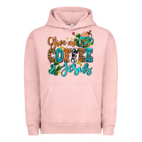 Pigment Salmon gıve me coffee and jesus Urban Hoodie - AdoDesignShop