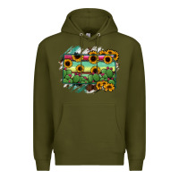 Army Green south Dakota State Map Premium Hoodie - RanaPortraitStore