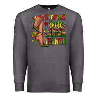 Charcoal Heather steppin into juneteenth Premium Sweatshirt - Zillion Design Studio