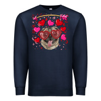 Navy valentine's day  pug Premium Sweatshirt - RanaPortraitStore
