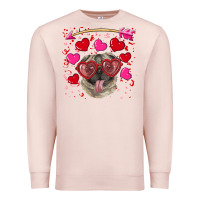Pale Pink valentine's day  pug Premium Sweatshirt - RanaPortraitStore
