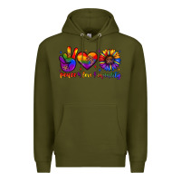 Army Green peace love equality Premium Hoodie - JahusDesignShop