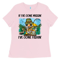 Bubblegum Pink if i've gone missin' i've gone fishin' Ladies Tee - BarkalooDesign