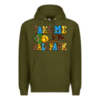 Army Green take me to the ballpark softball Premium Hoodie - AdoDesignShop