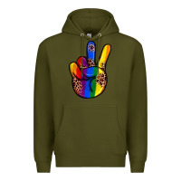 Army Green pride leopard peace hand Premium Hoodie - JahusDesignShop