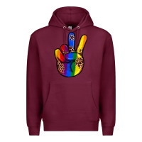 Burgundy pride leopard peace hand Premium Hoodie - JahusDesignShop