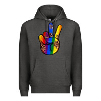 Charcoal Heather pride leopard peace hand Premium Hoodie - JahusDesignShop