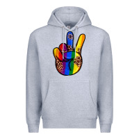 Heather Grey pride leopard peace hand Premium Hoodie - JahusDesignShop
