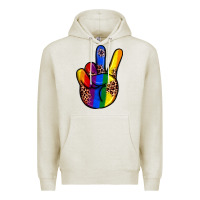 Oatmeal Heather pride leopard peace hand Premium Hoodie - JahusDesignShop