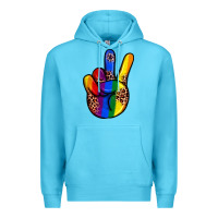 Ocean Blue pride leopard peace hand Premium Hoodie - JahusDesignShop