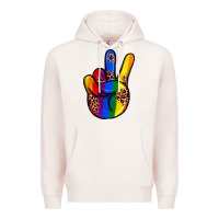 Pale Pink pride leopard peace hand Premium Hoodie - JahusDesignShop