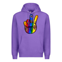 Purple pride leopard peace hand Premium Hoodie - JahusDesignShop