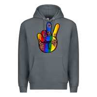 Rock pride leopard peace hand Premium Hoodie - JahusDesignShop
