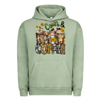 Pigment Oil Green cows and coffee cups Urban Hoodie - Jasminsmagicworld