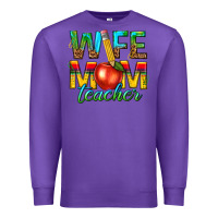 Purple wife mom teacher Premium Sweatshirt - texasbilliewilder