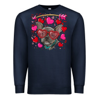 Navy valentine's day french bulldog puppy Premium Sweatshirt - RanaPortraitStore
