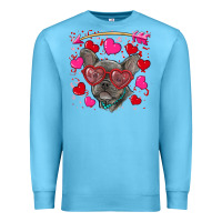 Ocean Blue valentine's day french bulldog puppy Premium Sweatshirt - RanaPortraitStore