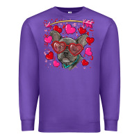 Purple valentine's day french bulldog puppy Premium Sweatshirt - RanaPortraitStore