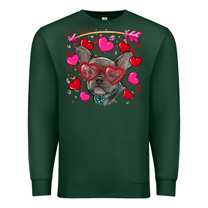 Valentine's Day French Bulldog Puppy Premium Sweatshirt by RanaPortraitStore | Teevron