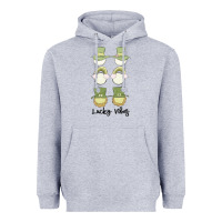 Heather Grey lucky vibes Heavyweight Hoodie - MaliasSmallBusiness