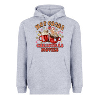 Heather Grey hot cocoa and christmas movies Heavyweight Hoodie - MaliasSmallBusiness