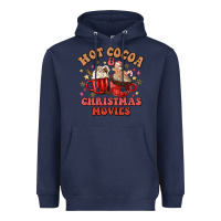 Navy hot cocoa and christmas movies Heavyweight Hoodie - MaliasSmallBusiness