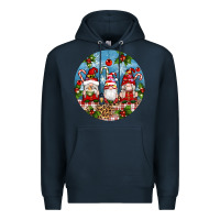 Navy christmas gnomes ornament Premium Hoodie - Artiststas