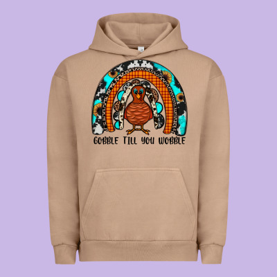 Gobble Till You Wobble Rainbow Urban Hoodie Designed By Jahusdesignshop