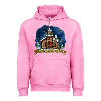 Fuchsia Pink Christmas church and snow grace and mercy Urban Hoodie - AdoDesignShop