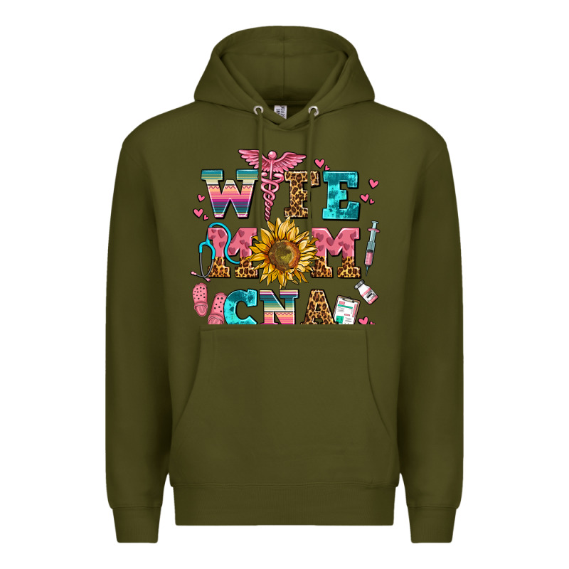 Wife Mom Cna Premium Hoodie by AdoDesignShop | Teevron