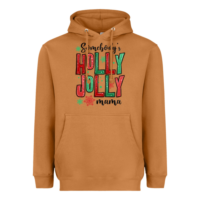 Somebodys Holly Jolly Mama Heavyweight Hoodie by MaliasSmallBusiness | Teevron