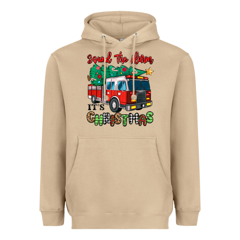 Sound The Alarm Its Christmas Fire Truck Heavyweight Hoodie by MaliasSmallBusiness | Teevron