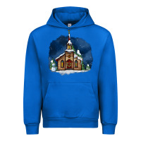 Cobalt Christmas church and snow Urban Hoodie - AdoDesignShop