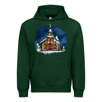 Forest Green Christmas church and snow Urban Hoodie - AdoDesignShop