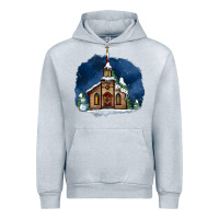 Heather Grey Christmas church and snow Urban Hoodie - AdoDesignShop