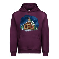 Mauve Wine Christmas church and snow Urban Hoodie - AdoDesignShop