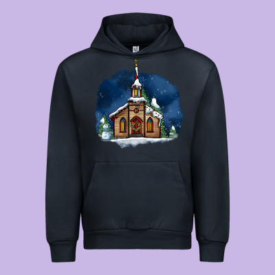 Christmas Church And Snow Urban Hoodie Designed By Adodesignshop