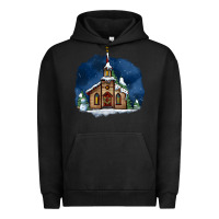 Pigment Black Christmas church and snow Urban Hoodie - AdoDesignShop