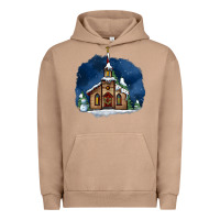 Pigment Burro Christmas church and snow Urban Hoodie - AdoDesignShop