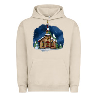 Pigment French Oak Christmas church and snow Urban Hoodie - AdoDesignShop