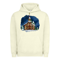 Pigment Pistachio Christmas church and snow Urban Hoodie - AdoDesignShop